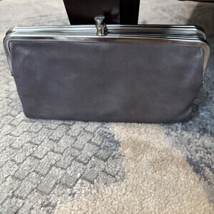 HOBO International LAUREN Leather Clutch Double Frame Wallet GRAVEL